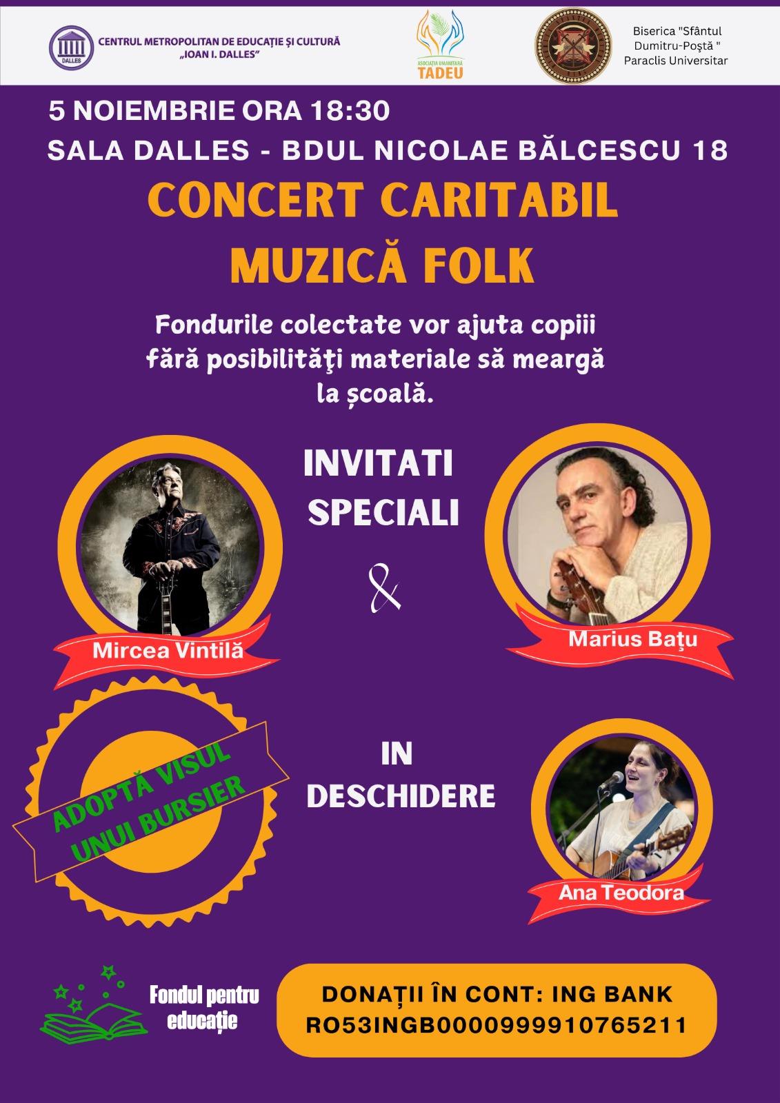 Concert caritabil de muzică folk