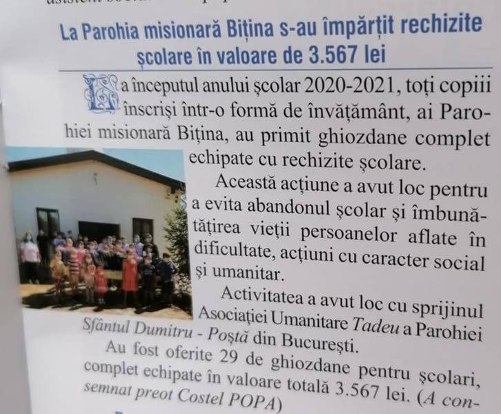 Imagine din apariția media – Bărăganul Ortodox (prin Facebook)